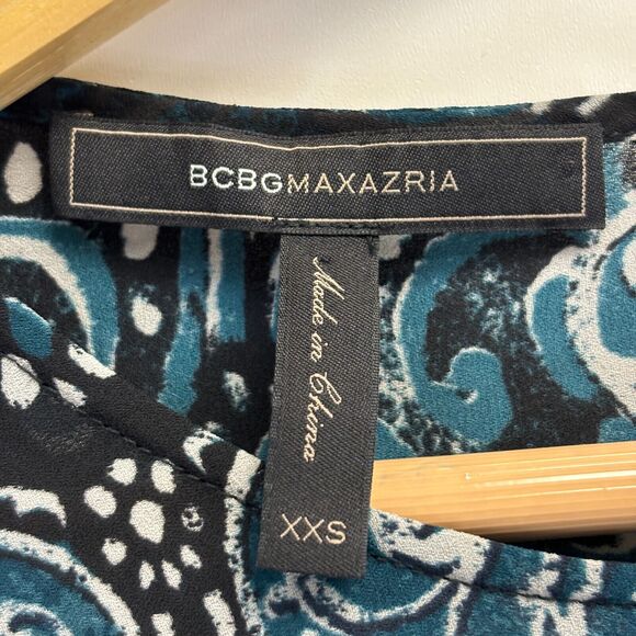 BCBG Maxazria Womens Boho Asymmetrical Top Size XXS Keyhole Back Career Office - Picture 3 of 10